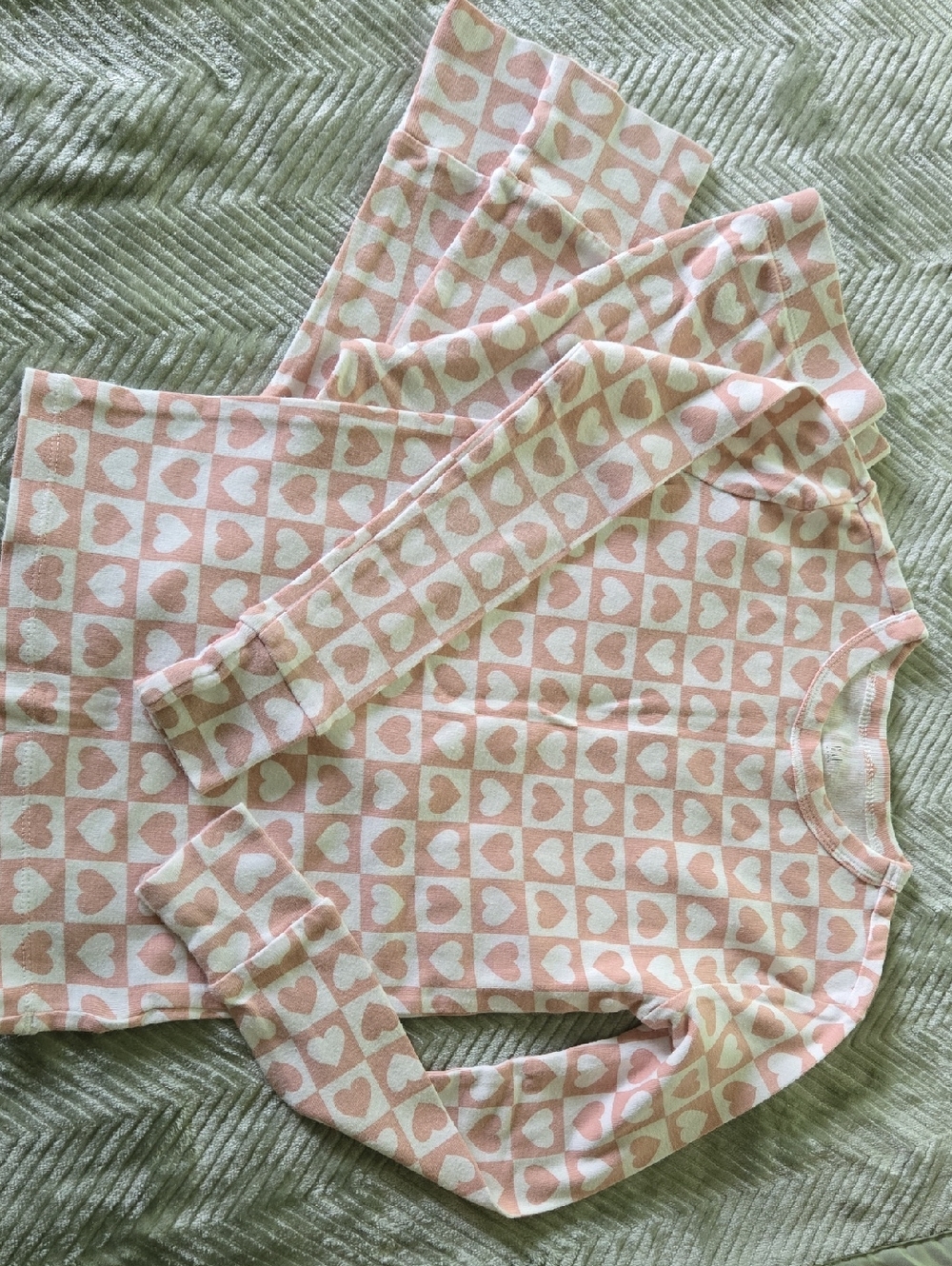 GAP Organically Grown Cotton Pink and White Heart Print Kids Pajama Set